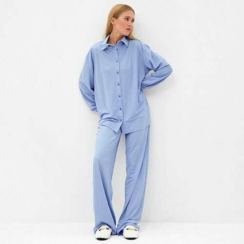Пижама Minaku, размер 52, голубой костюм minaku свитшот и брюки повседневный стиль размер 52 голубой