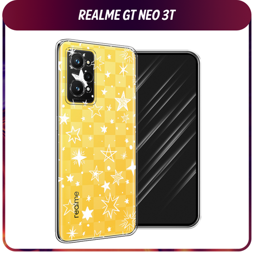 Силиконовый чехол на Realme GT Neo 3T/GT Neo 2 / Реалми GT Neo 3T Звездочки графика белая, прозрачный силиконовый чехол на realme gt neo 3t реалми gt нео 3t черепа с цветами