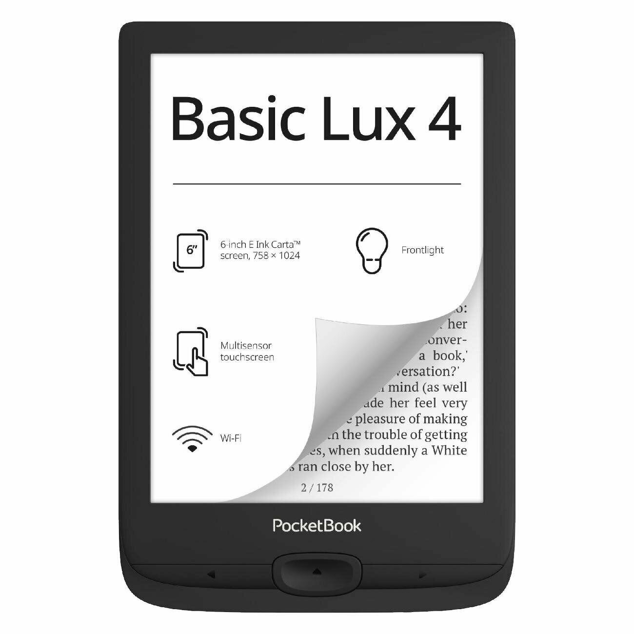 Электронная книга PocketBook 618 Basic Lux 4 Ink, черный