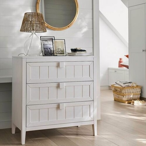 Изображение товара Комод Dipriz "Карлос", 75 см x 35 см x 90 см, 3 выдвижных ящика, белый