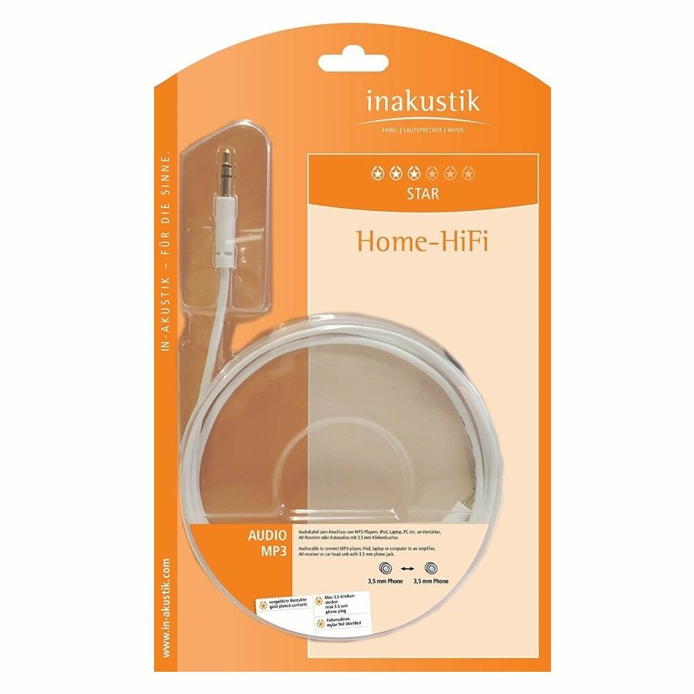 Акустический кабель Inakustik Star MP3 Audio Cable,5 м, (M-F),3.5 мм Phone plug (m)<>3.5 Phone plug (F), 00310505