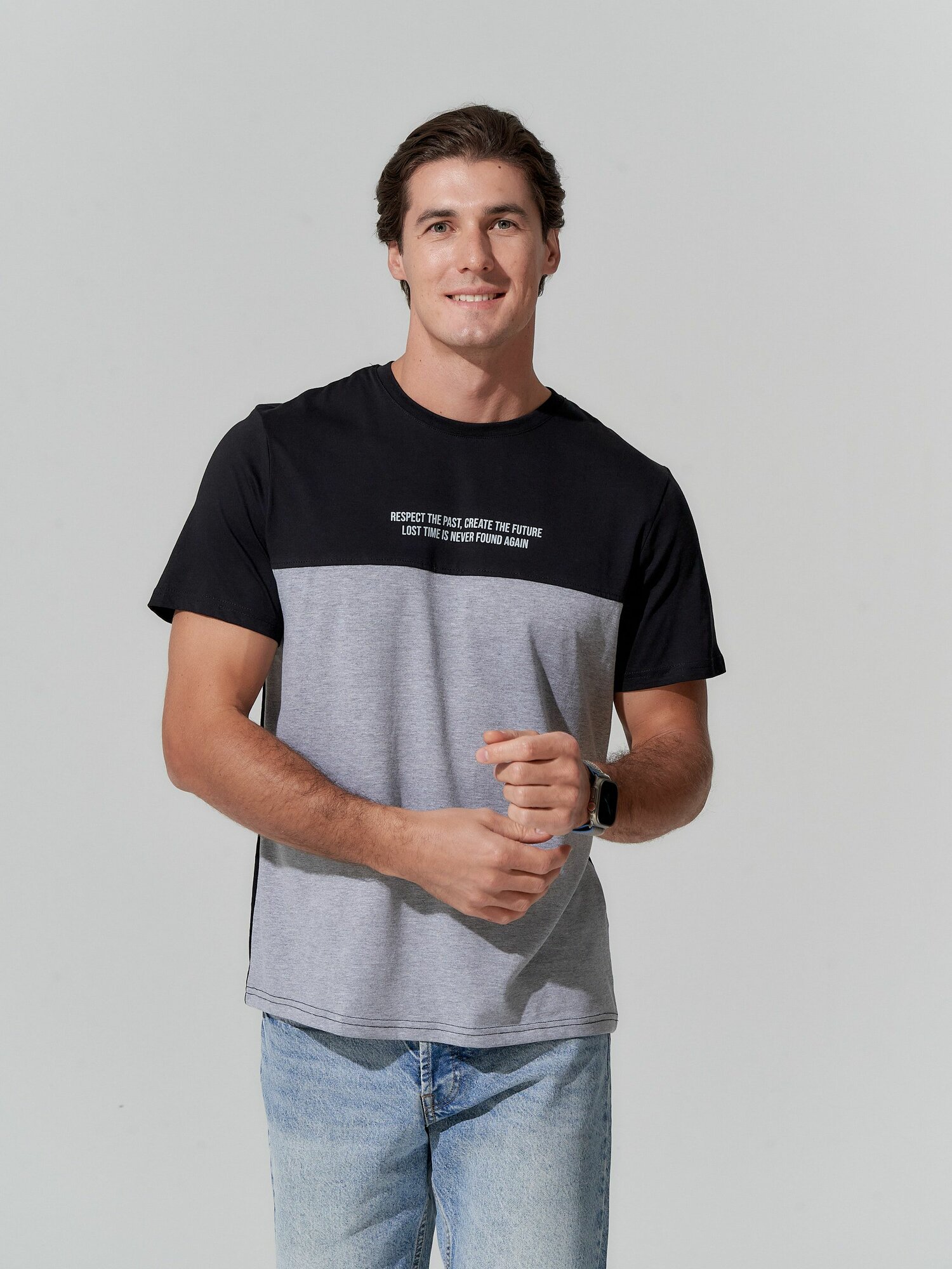 Футболка TRUE BALANCE REGULAR FIT, размер 52, черный/серый
