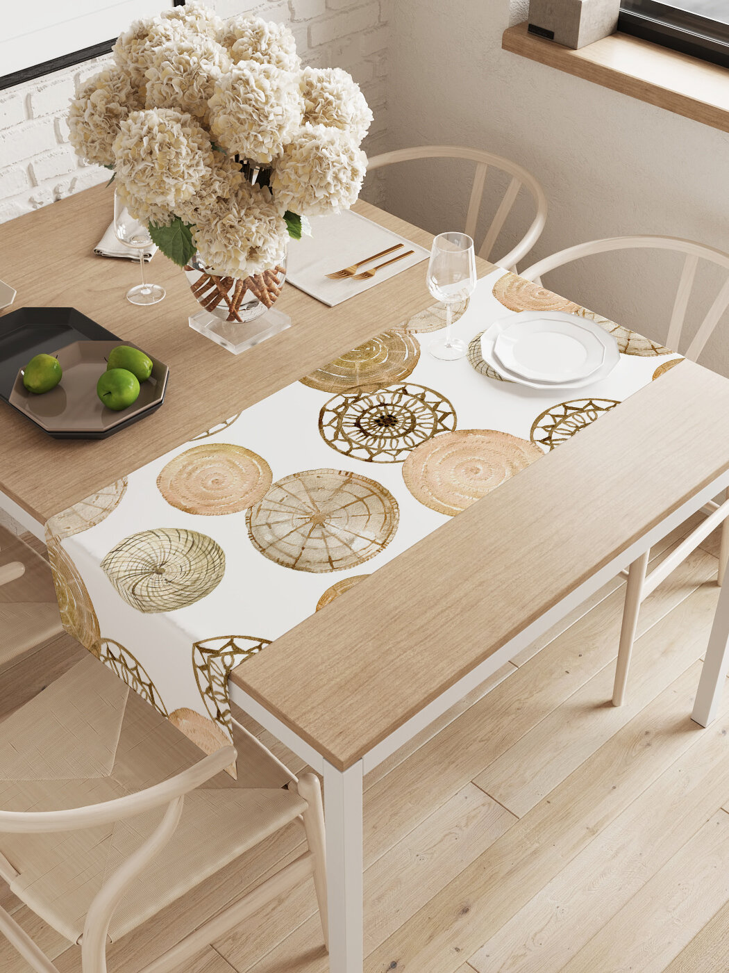 Декоративная водоотталкивающая дорожка для сервировки кухонная 145х40 