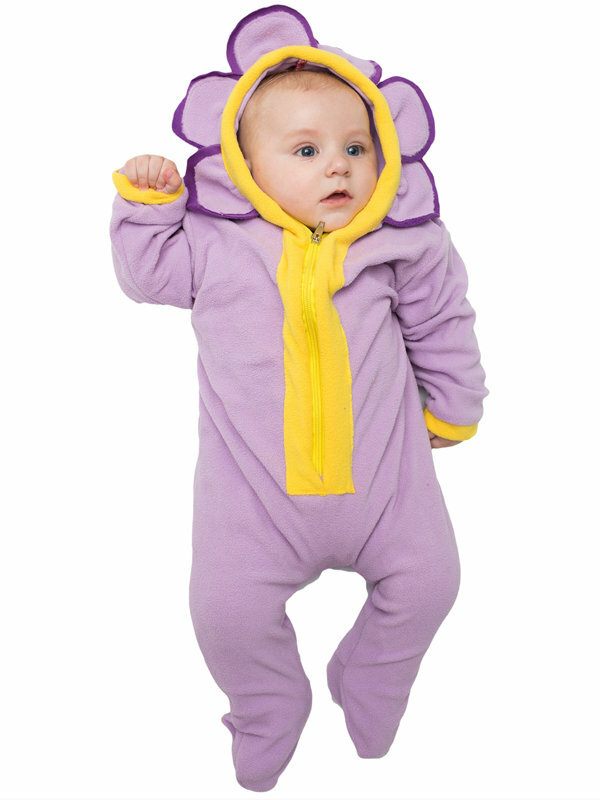Комбинезон Бока "Орхидея", из флиса, полиэстер, для девочек 7-9 мес, цвет фиолетовый