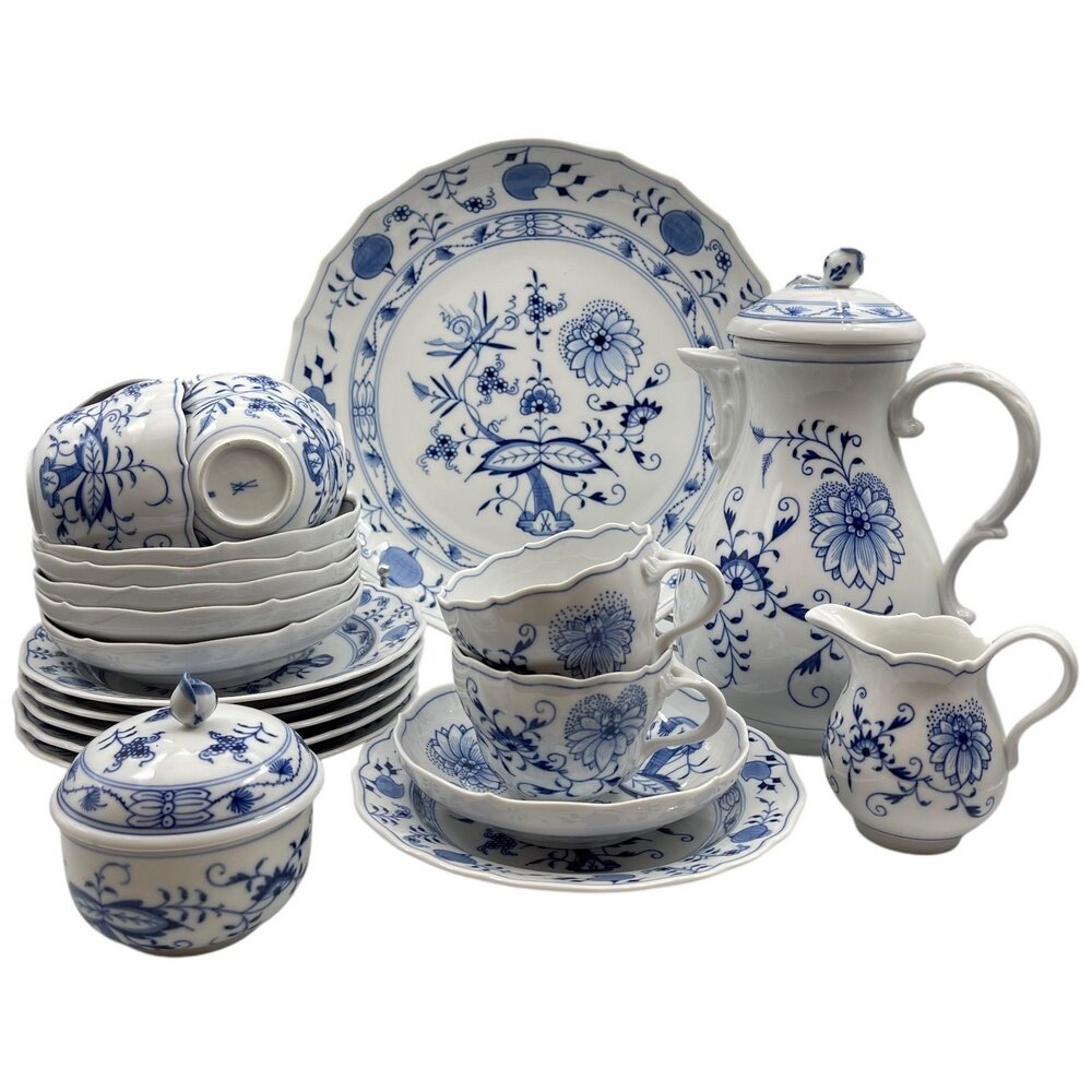 Чайный сервиз "Zwiebelmuster" (Синий лук) на 6 персон (22 предмета), 1989 г, Meissen, Германия