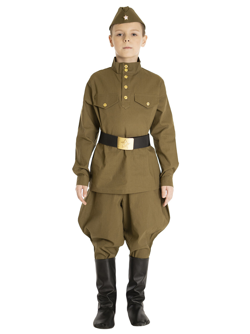 Военный костюм для детей гимнастерка с брюками-галифе р.140-146 (р.34-36) бязь, хаки