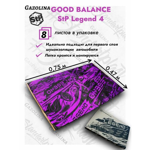 Виброизоляция StP Legend 4 Good Balance (0,75х0,47) 8 листов/ Шумоизоляция СТП Легенд 4/ Гуд Баланс