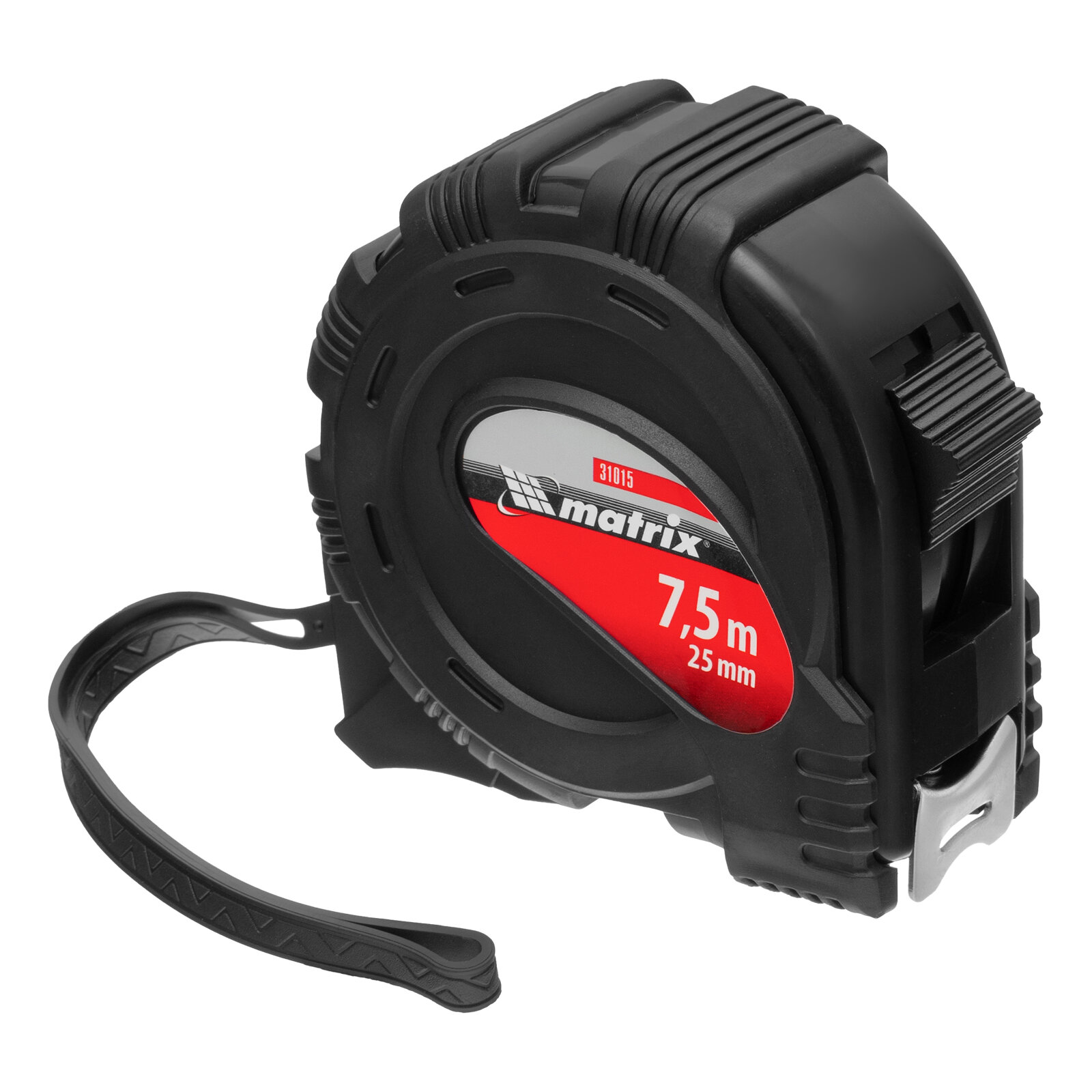 Рулетка Matrix Black 7 5 м х 25 мм обрезиненный корпус 31015