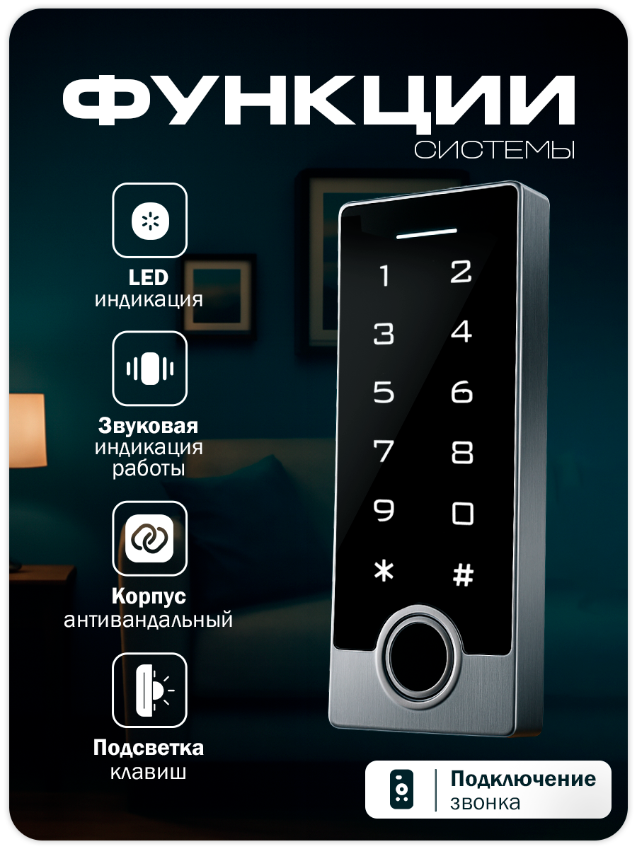 Комплект панели доступа с черным защитным козырьком Ps-Link KIT-TF2EM-WP-W — фото 1