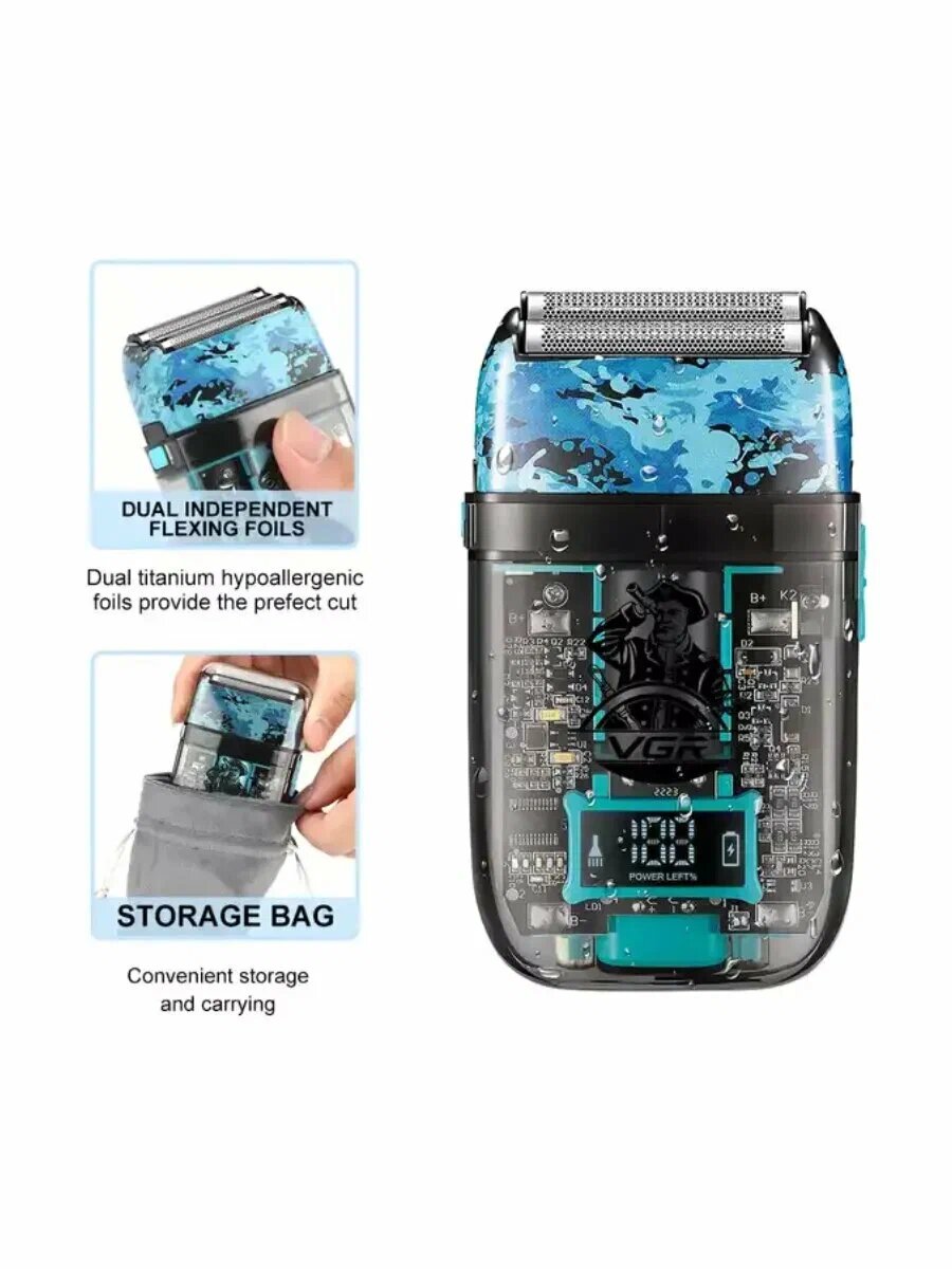 Триммер для волос VGR 352, от USB, для стрижки волос, для бороды и усов — фото 1
