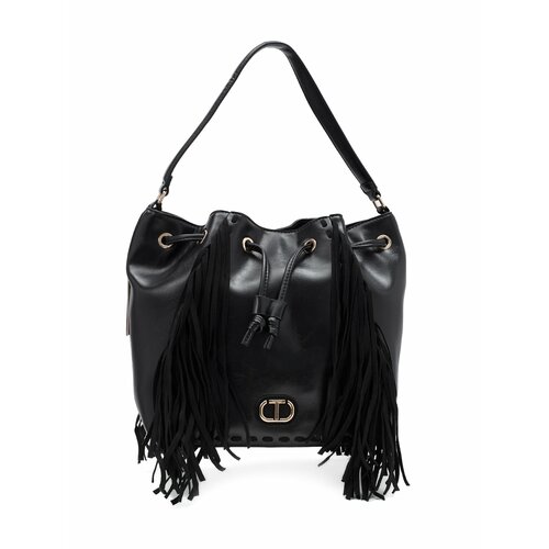 Сумка мешок Twinset Milano, фактура стеганая, черный