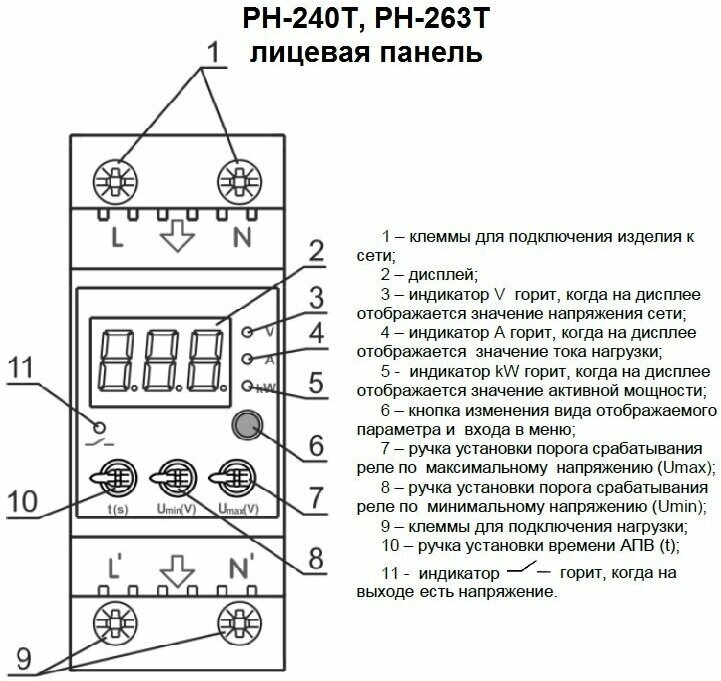 Реле напр. Новатек-Электро РН-240Т одноф. 220В (3425600240Т) - фото №14