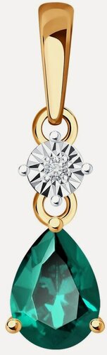 Изображение товара Подвеска, красное золото, 585 проба, бриллиант, изумруд