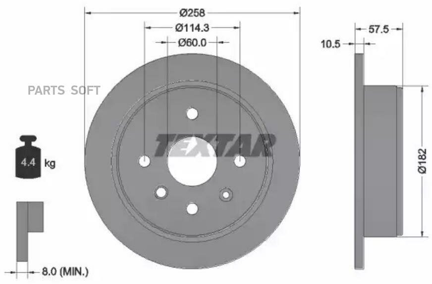 TEXTAR 92163003 Диск тормозной передний стандартный TEXTAR 92163003