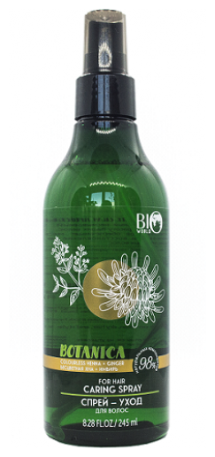 BIO WORLD BOTANICA Спрей-уход для волос Бесцветная хна, имбирь, 250 г, 245 мл, аэрозоль