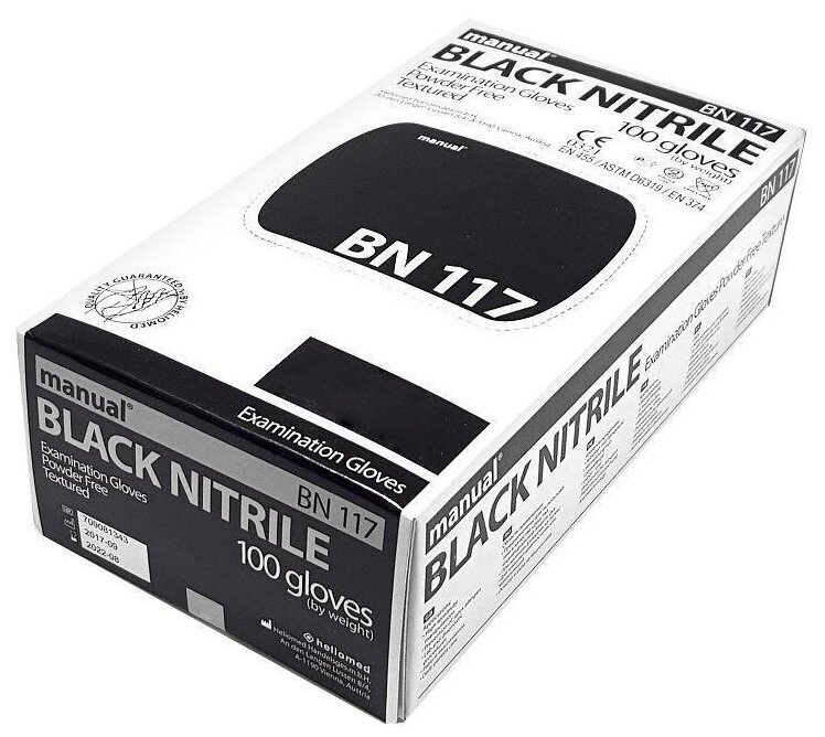 фото Перчатки MANUAL BN117 нестерильные нитриловые Черные (7 -1/2 M)