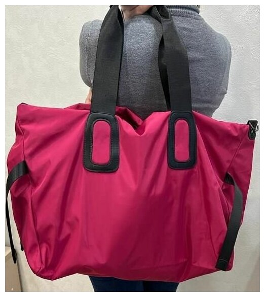 Женская сумка/ Тканевая сумка/Вместительная сумка на плечо/Цвет фуксия - фотография № 10