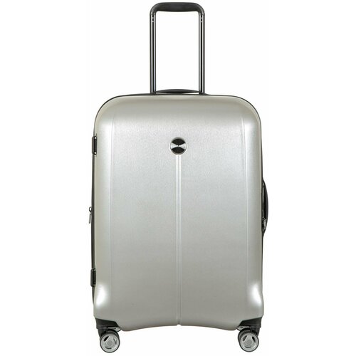 фото Чемодан verage gm20075w24 brushed silver, поликарбонат, пластик, увеличение объема, опорные ножки на боковой стенке, серебряный