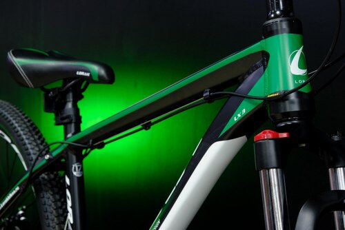 Изображение товара Велосипед Lorak LX3 21 дюймов под рост 175-190 см, черный/зеленый, горный MTB, 27,5 дюймов, 21 скорость