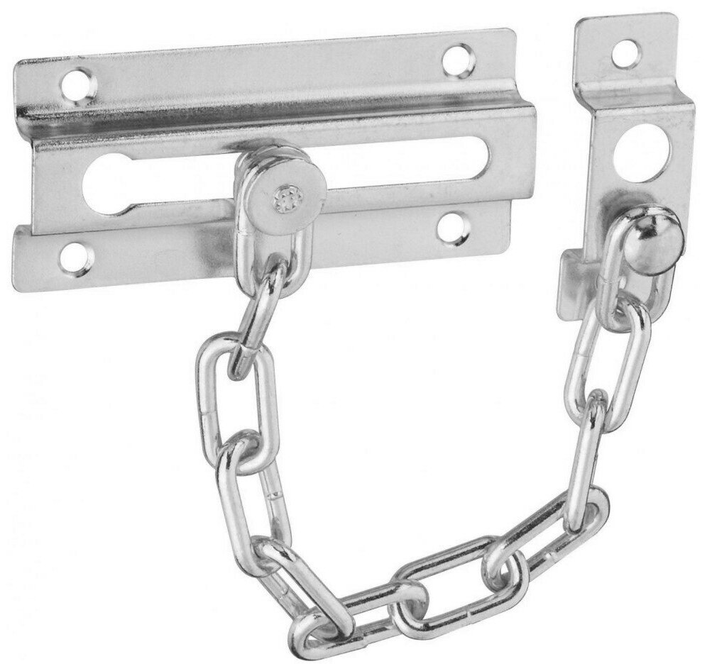 фото Задвижка с цепочкой на дверь, 85 х 45 мм. / Цепочка дверная, цвет хром