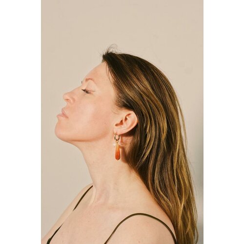 Серьги конго Травелог, жемчуг пресноводный, оранжевый, синий