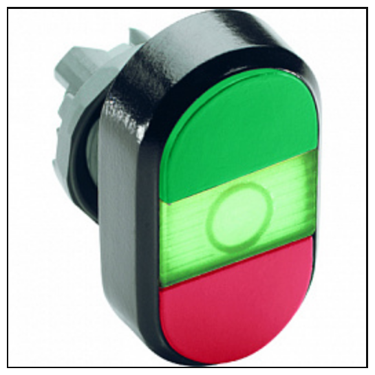 Кнопка двойная MPD3-11G (зеленая/красная) зеленая линза с текстом (ON/OFF) | код 1SFA611132R1102 | ABB (1 шт.)