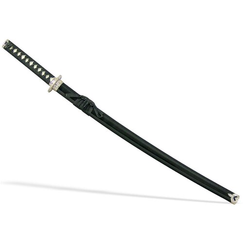 Японский меч Катана сувенирный на подставке, ножны черные, классическая цуба