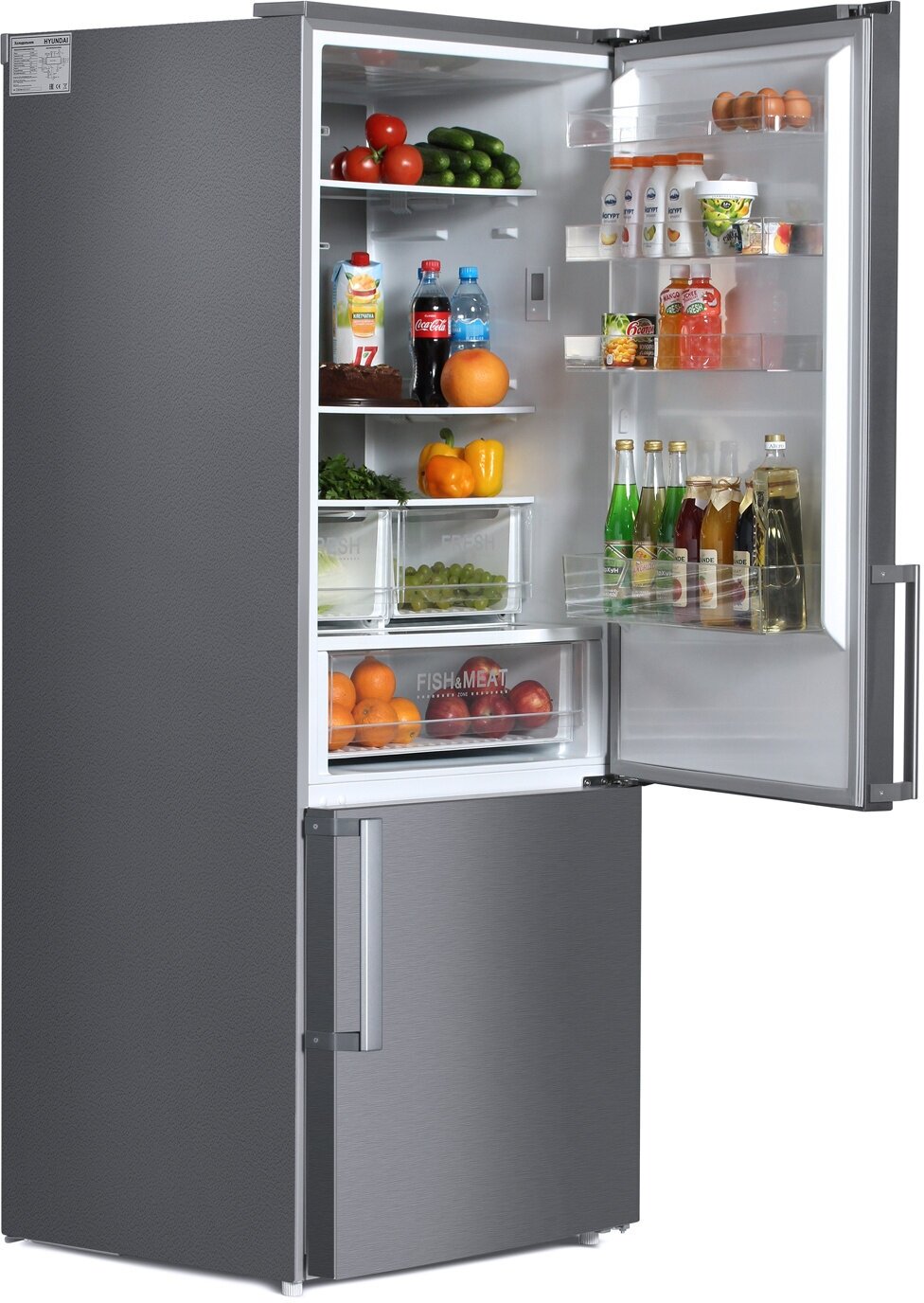 Холодильник HYUNDAI , двухкамерный, черная сталь - фото №3