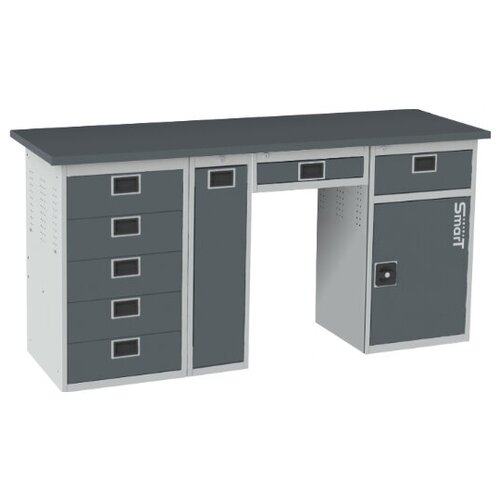 Слесарный верстак SMART 1760 1760.5.P.1-1.Y универсальный в гараж,864х1766х605