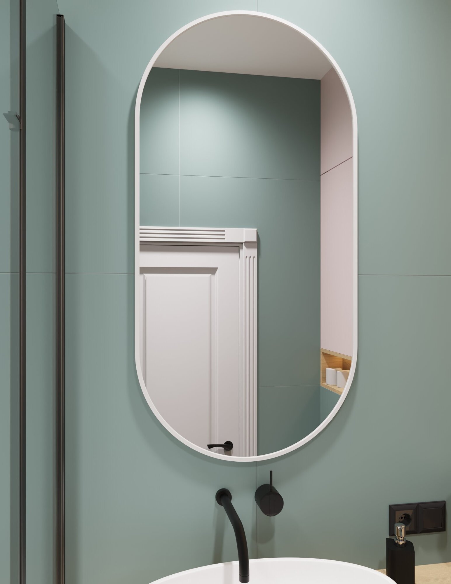 Настенное зеркало овальное 120 см х 60 см декоративное рама МДФ в прихожую / в ванную / в коридор лофт стиль серия "Valencia" - фотография № 2