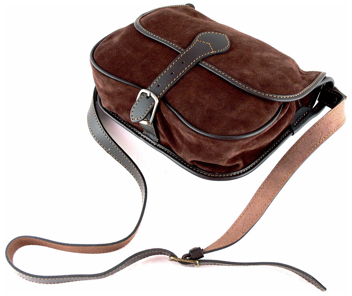 Ягдташ VEKTOR, коричневый, натуральная замша, водонепроницаемый, с тороками, 28х24х9 см — фото 1