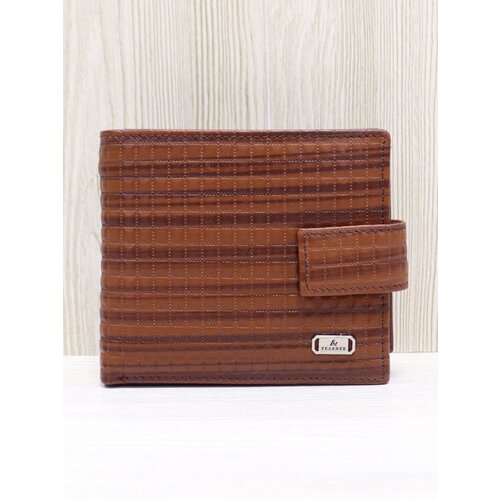 фото Кошелек loui vearner, натуральная кожа, зернистая фактура, на кнопках, 2 отделения для банкнот, отделения для карт и монет, подарочная упаковка, коричневый
