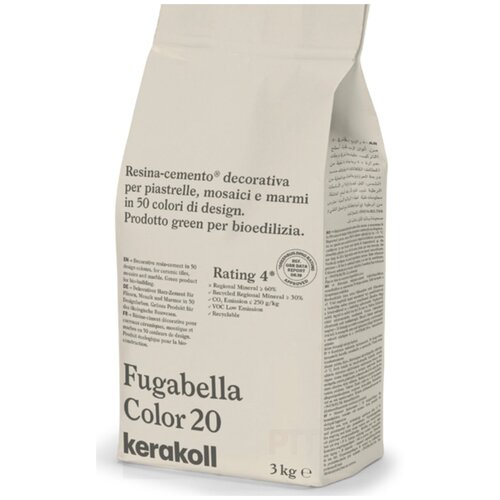 Kerakoll Fugabella Color 20 затирка для швов полимерцементная (50 оттенков) 3 кг. заполнитель карнизов ондувилла 0 95 м серый