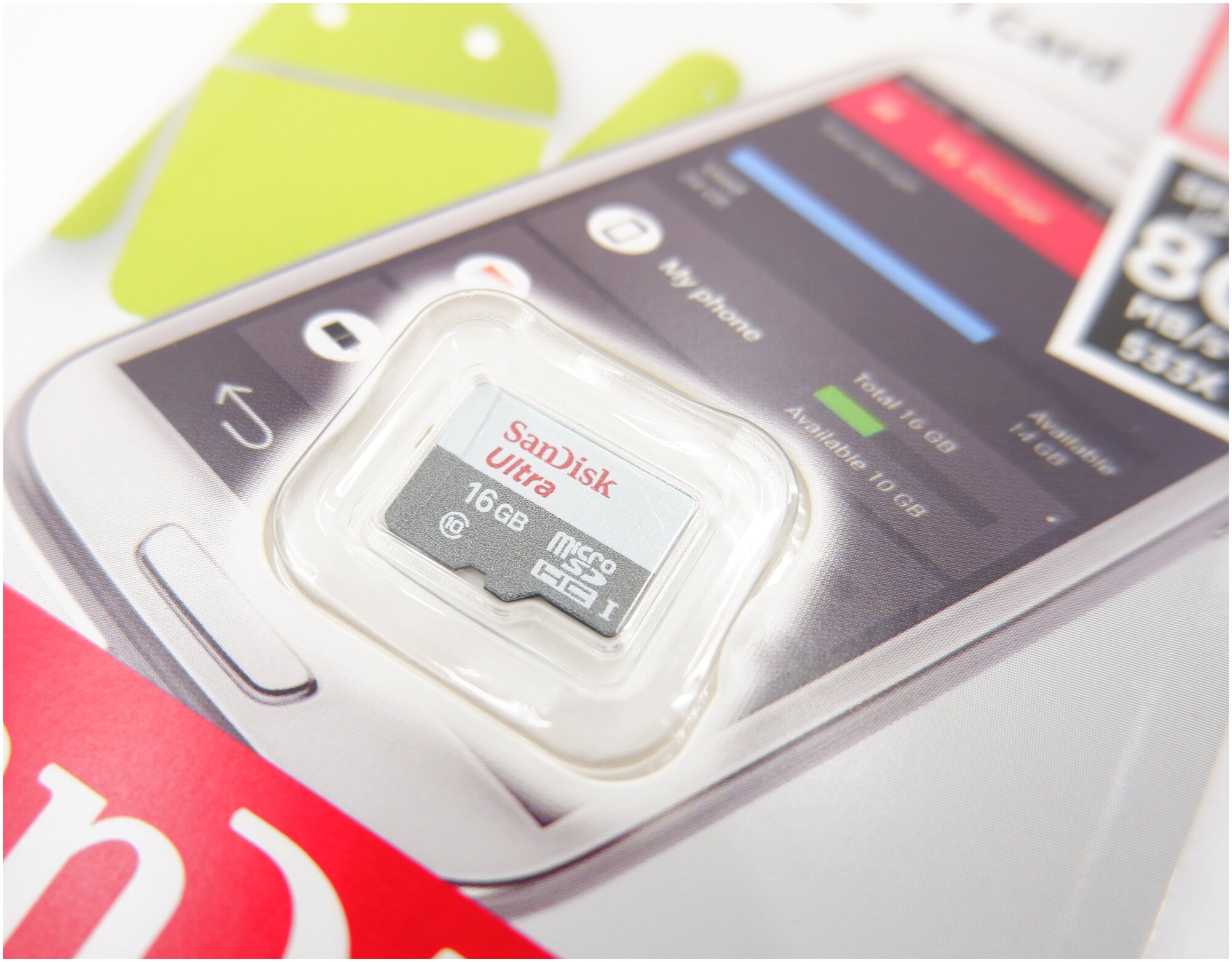 16Gb - SanDisk Ultra microSD Class 10 UHS-I SDSQUNS-016G-GN3MN (Оригинальная!)