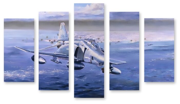 Модульная картина на холсте "Военный самолет" 90x57 см