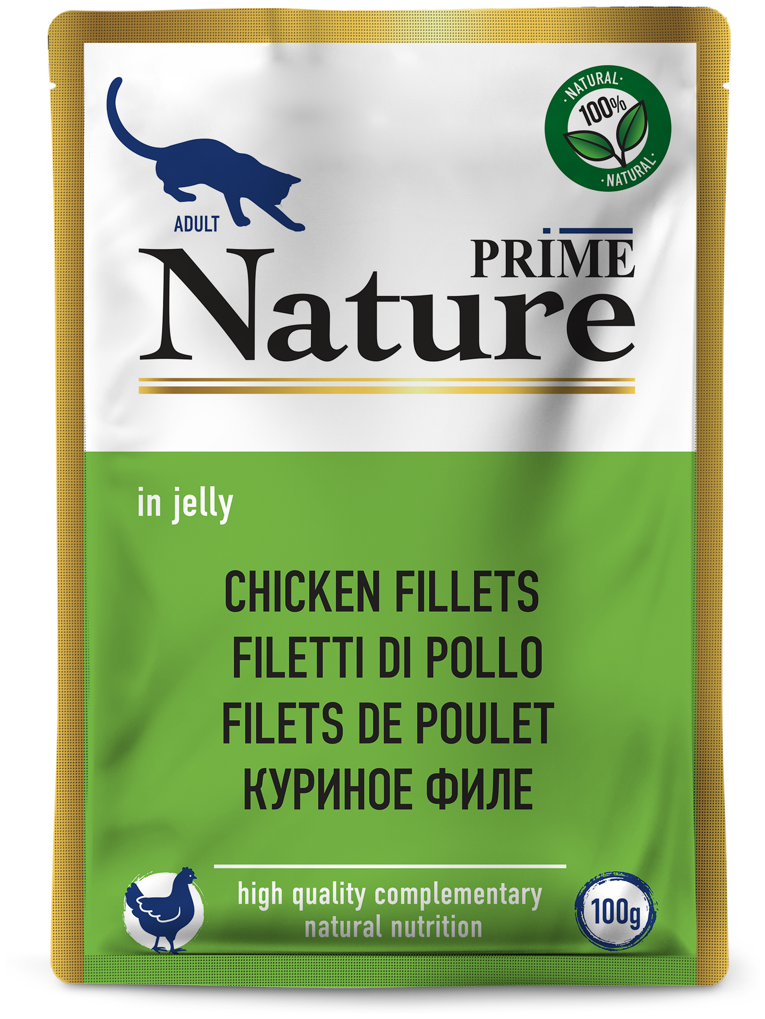 Prime Nature влажный корм для кошек куриное филе в желе (24шт в уп) 100 гр