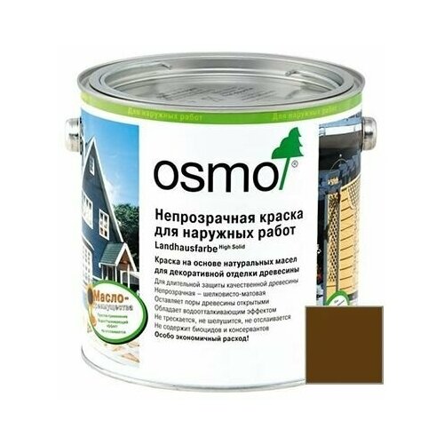 Краска непрозрачная Osmo Landhausfarbe для наружных работ коричневая (2606) 0,125 л