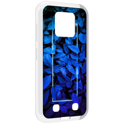 Чехол MyPads голубые цветочки неон для Oukitel WP18 задняя-панель-накладка-бампер