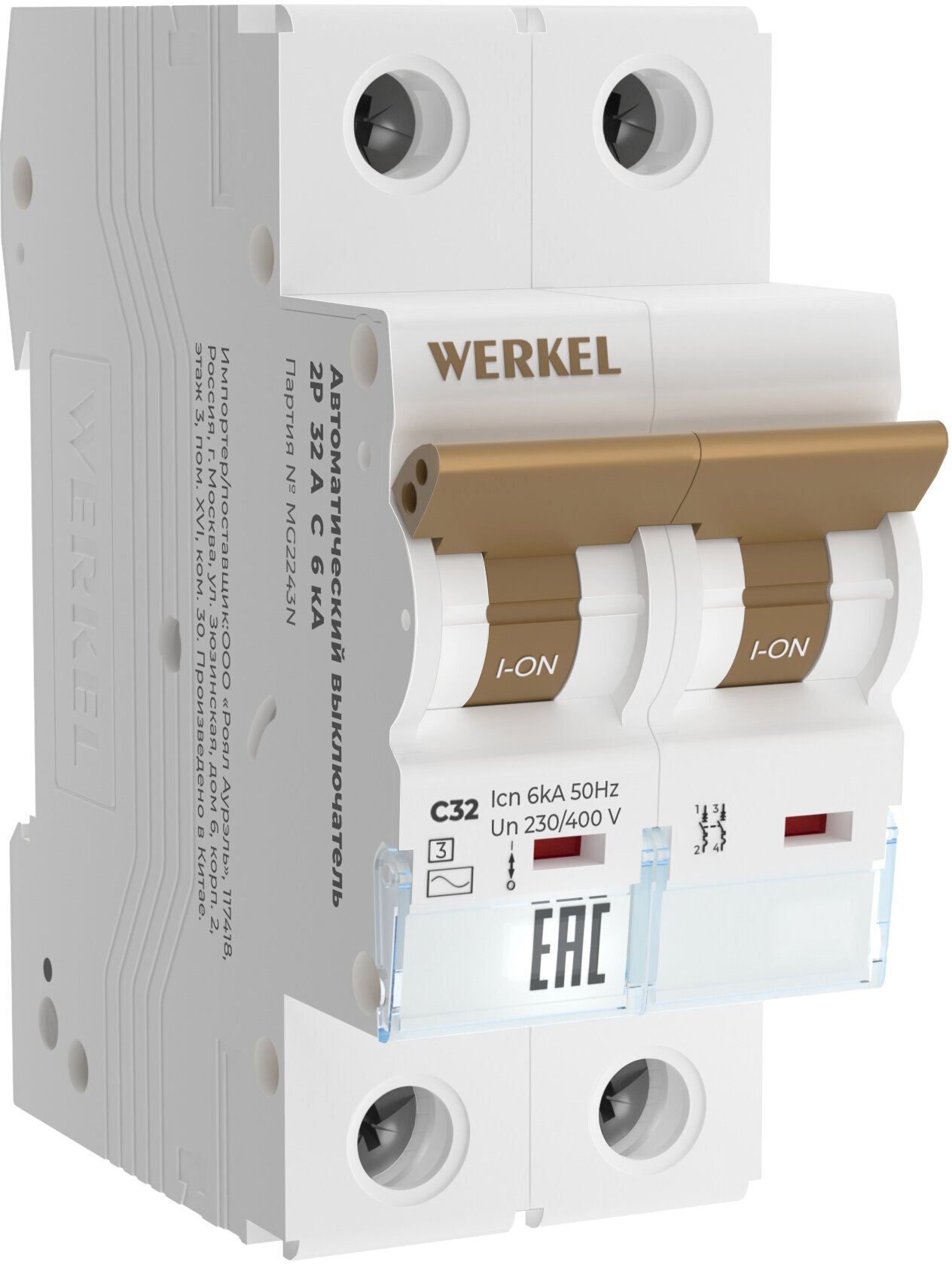 Автоматический выключатель 2P Werkel W902P326, 32 A, ВТХ C, 6 кА - фотография № 1