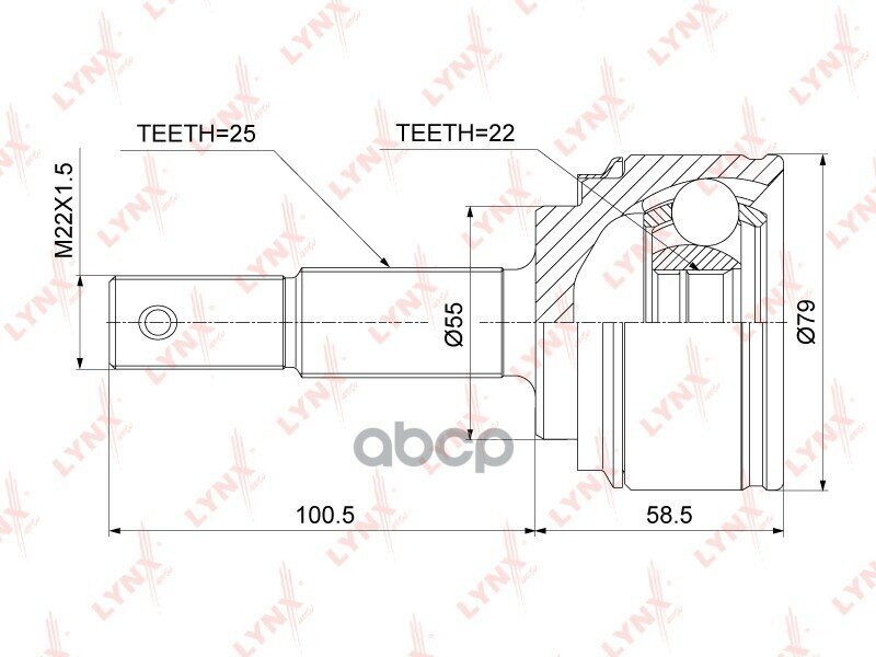 Шрус Внешний | Перед Прав/Лев | LYNXauto арт. CO3896