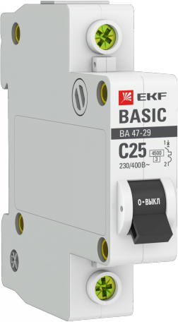 Выключатель автомат. 1-пол. (1P) 25А C 4,5кА ВА47-29 Basic EKF