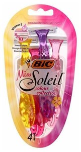 Фото Бритва женская BIC Miss Soleil Colour Collection, 3 лезвия, 4 шт.