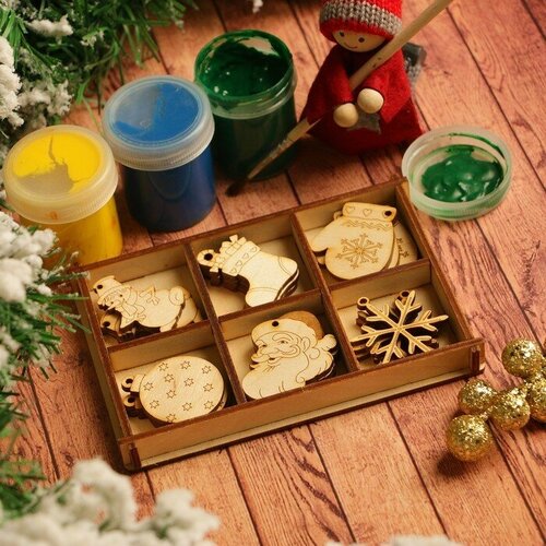 Набор заготовок для творчества Ёлочные игрушки 6 видов 18 шт размер 4х4 см 663₽