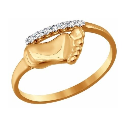 фото Кольцо яхонт, золото, 585 проба, фианит, размер 16, бесцветный яхонт ювелирный