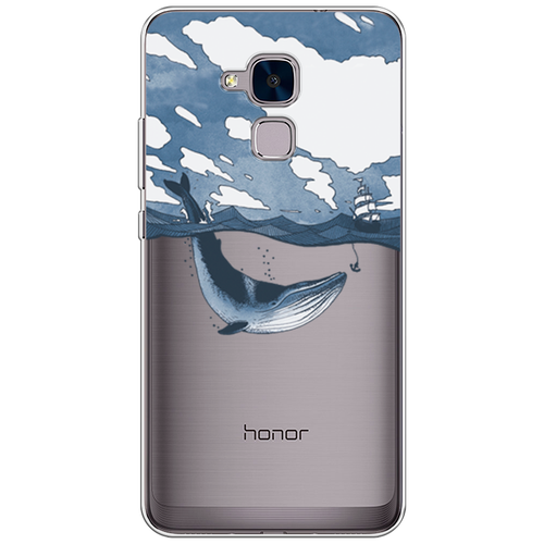 Силиконовый чехол на Honor 5C / Хонор 5С Большой кит, прозрачный силиконовый чехол на honor 5c хонор 5с няшная панда прозрачный