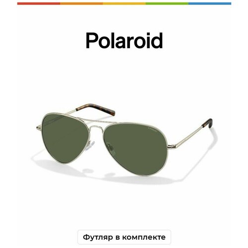 фото Солнцезащитные очки polaroid, авиаторы, оправа: металл, поляризационные, для мужчин, золотой