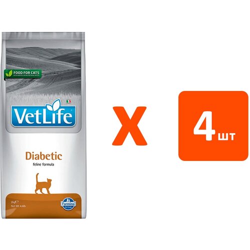 FARMINA VET LIFE FELINE DIABETIC для взрослых кошек при сахарном диабете (2 кг х 4 шт)