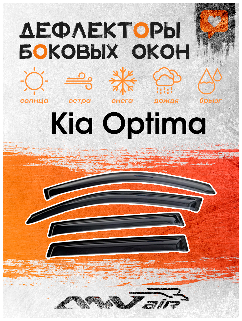 Дефлекторы окон на Kia Optima / Ветровики на Киа Оптима
