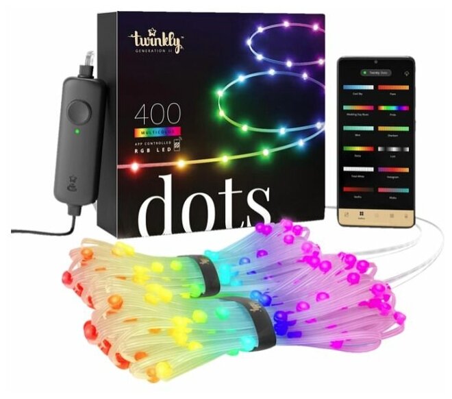 Умная светодиодная лента Twinkly Dots (20 м, 400 светодиодов) (Прозрачный / Clear) - фотография № 8