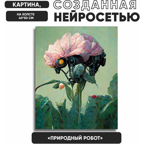 Нейросеть картина На холсте 40х50см / робот цветок